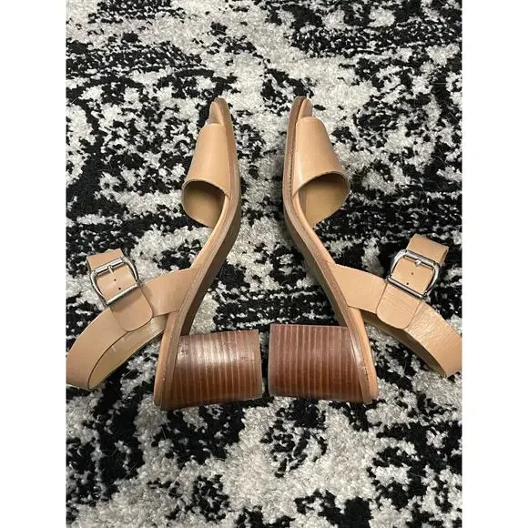 Franco Sarto Leather Black Heel Sandals Sz 9.5 - Picture 5 of 8